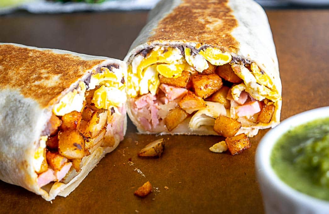 Easy Breakfast Burrito with Homemade Jalapeno Sauce