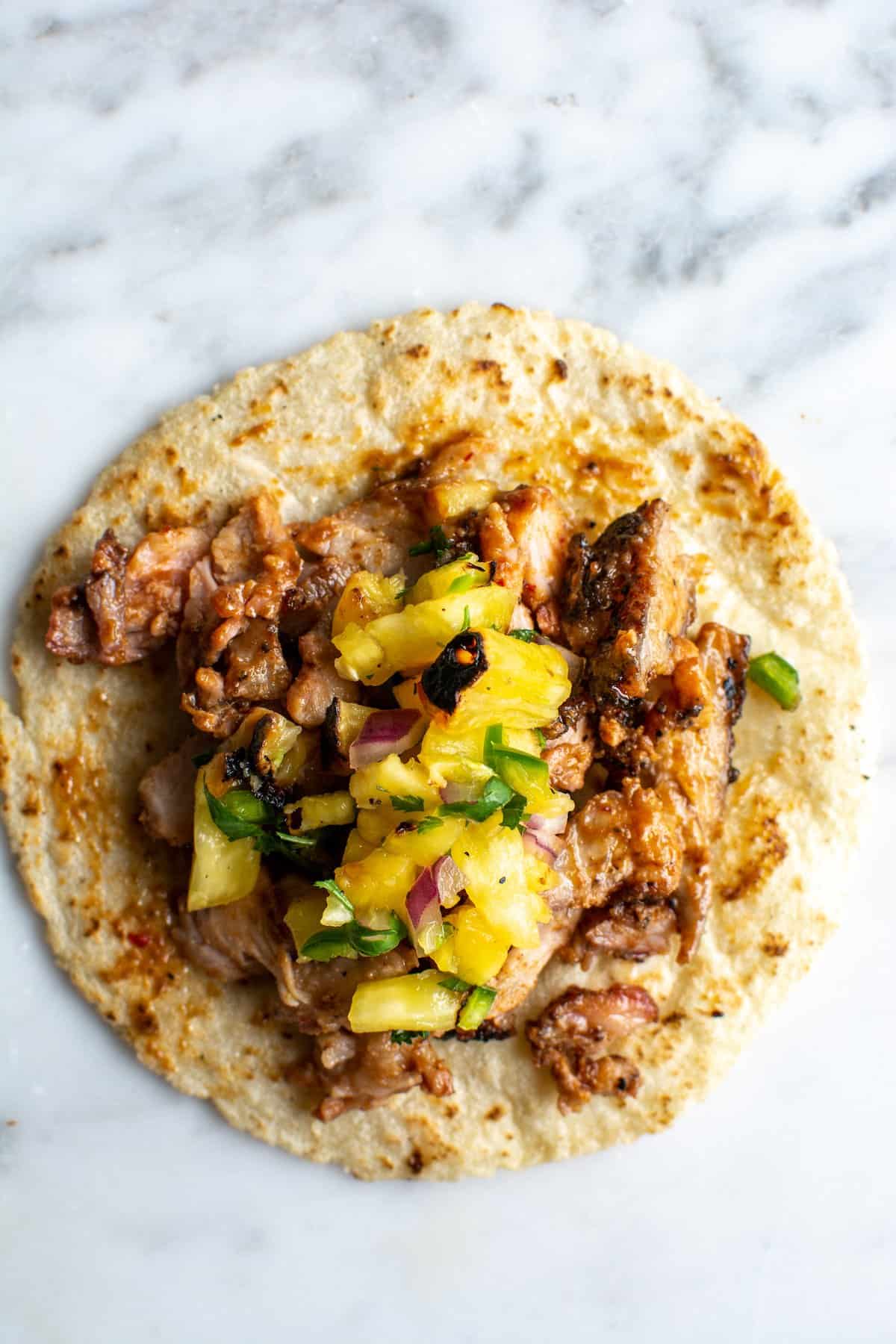 Al Pastor Tacos with Grilled Pineapple Salsa