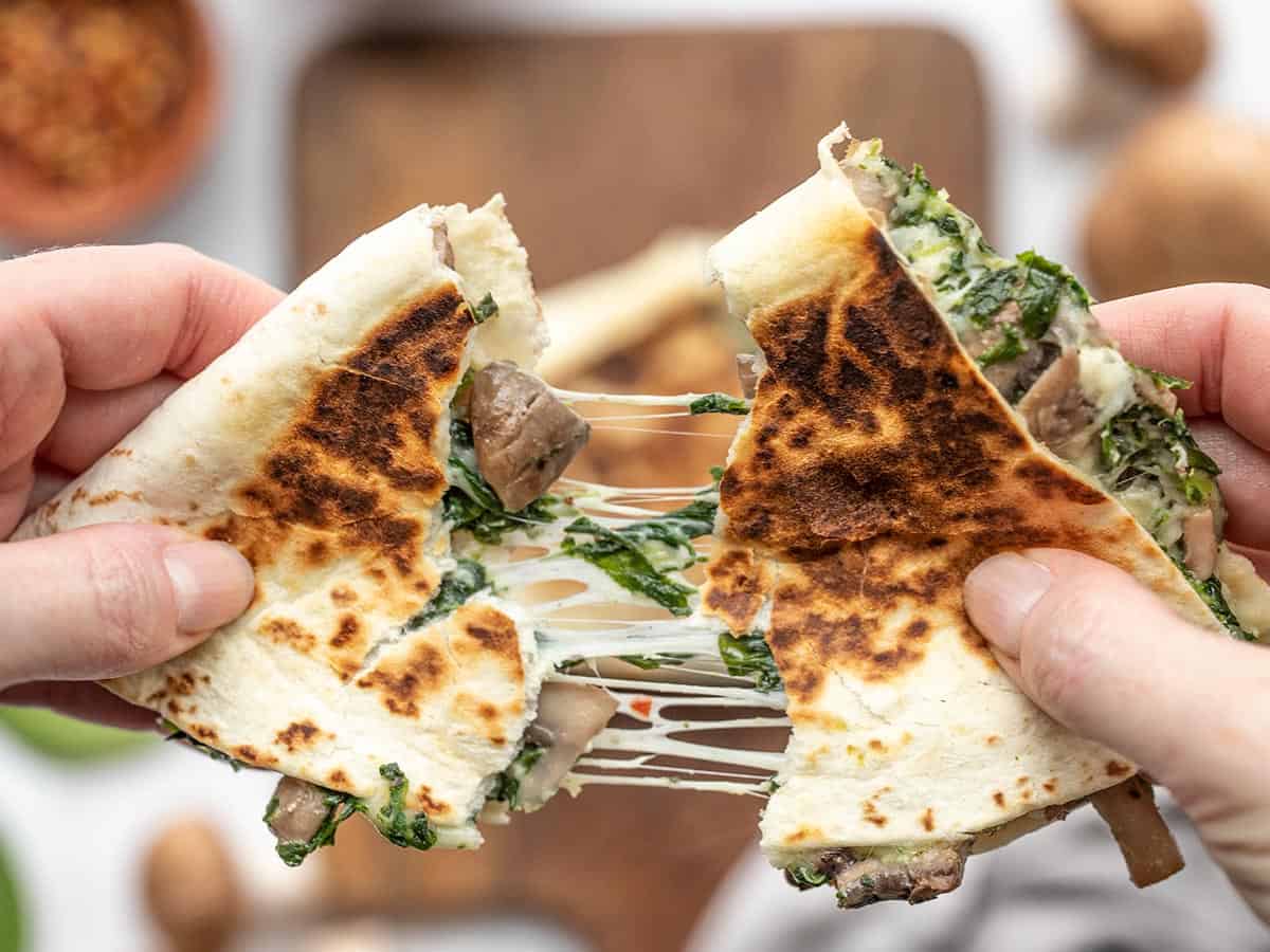 Spinach and Mushroom Quesadillas