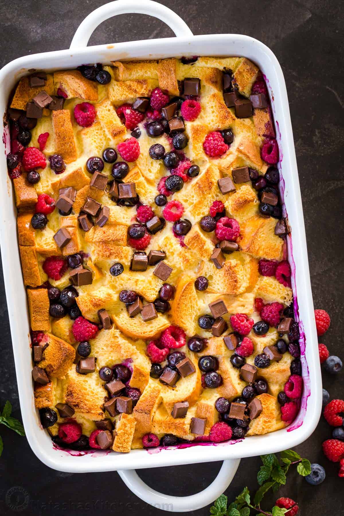 Bread Pudding Recipe with Chocolate and Berries