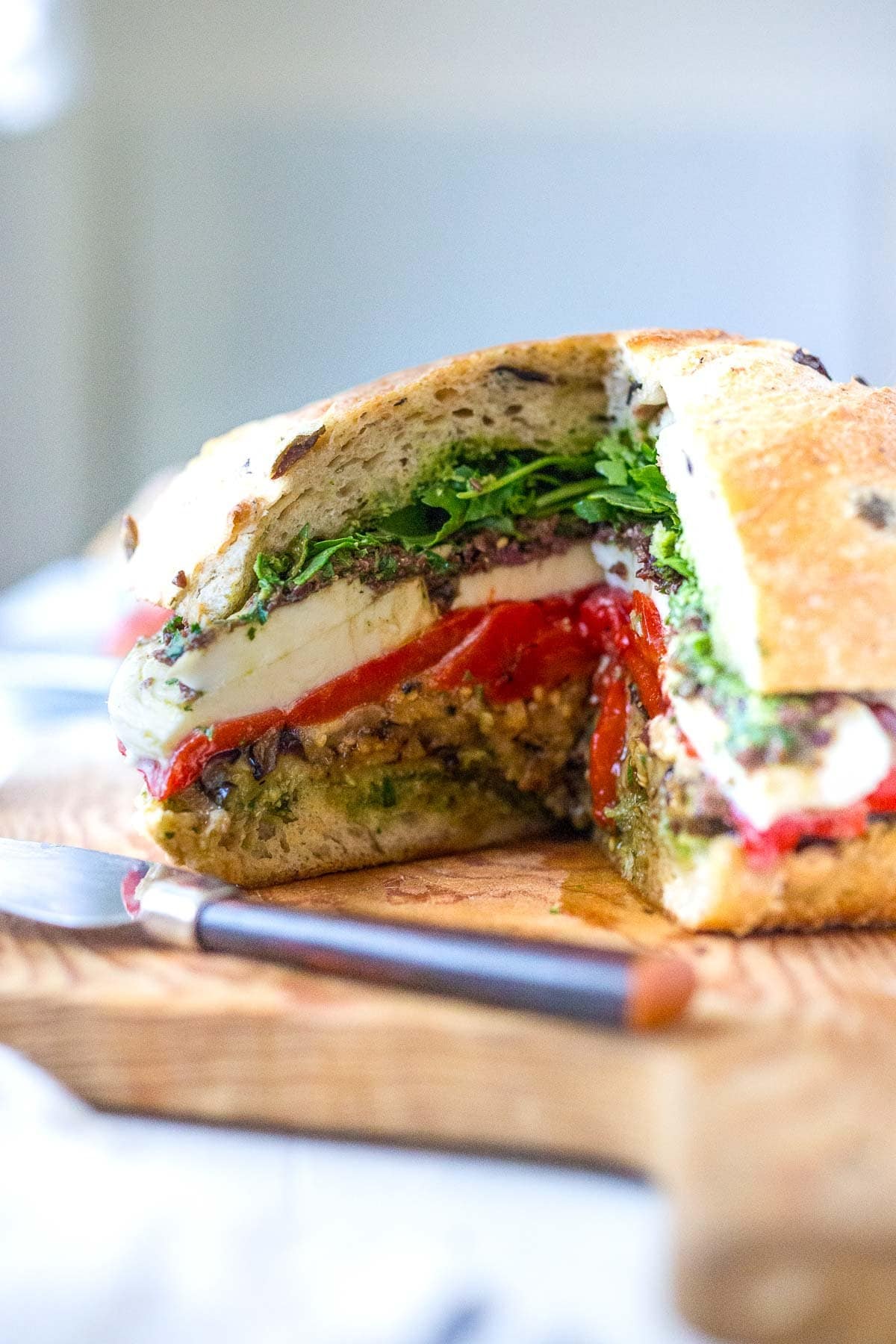 Grilled Eggplant Muffuletta Sandwich