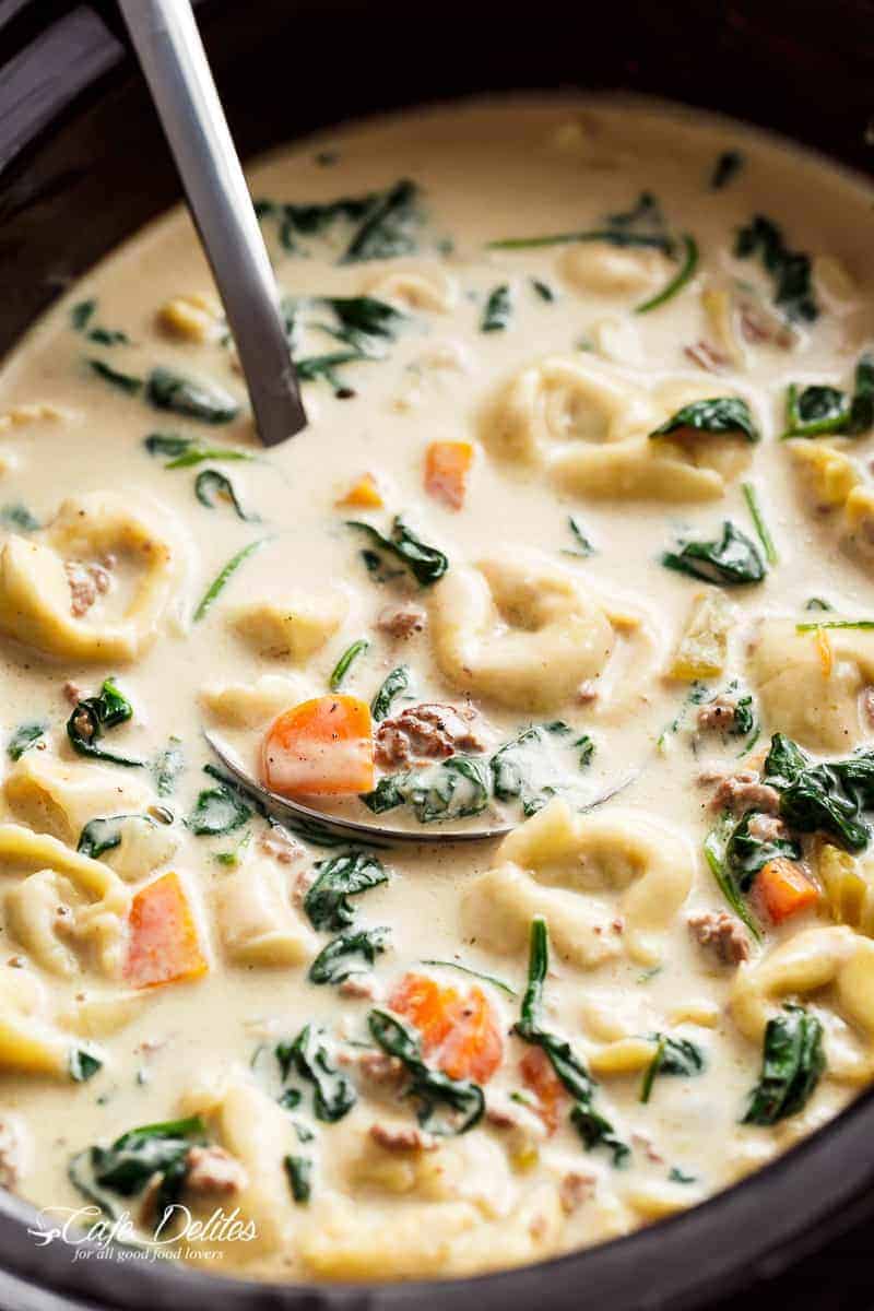 Slow Cooker Creamy Tortellini Soup